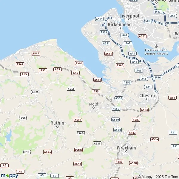 Map Flintshire map of Flintshire (CH8 7) and practical information
